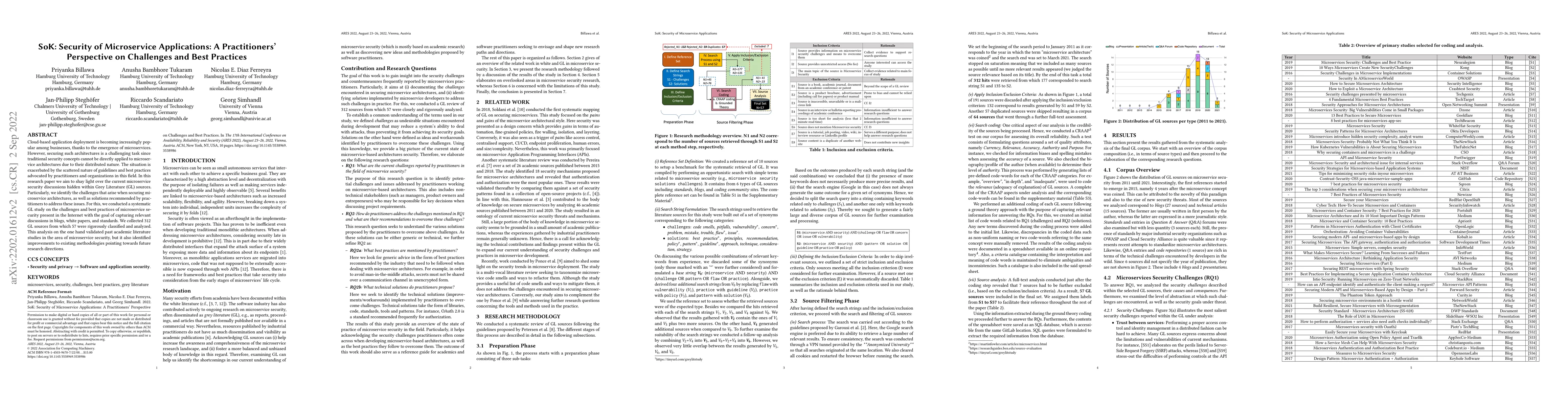 Thumbnail for SoK: Security of Microservice Applications: A Practitioners' Perspective
  on Challenges and Best Practices