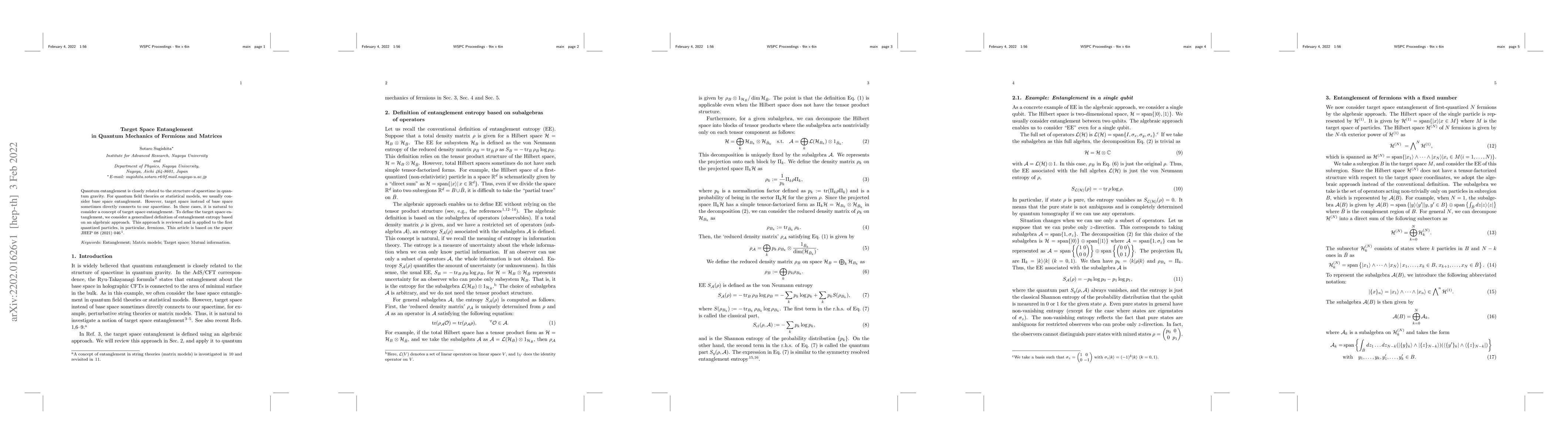 Thumbnail for Target Space Entanglement in Quantum Mechanics of Fermions and Matrices