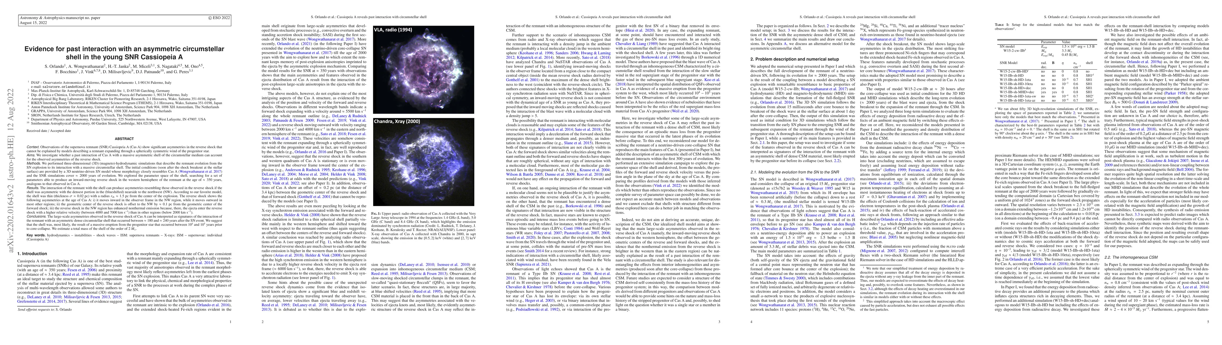 Thumbnail for Evidence for past interaction with an asymmetric circumstellar shell in
  the young SNR Cassiopeia A