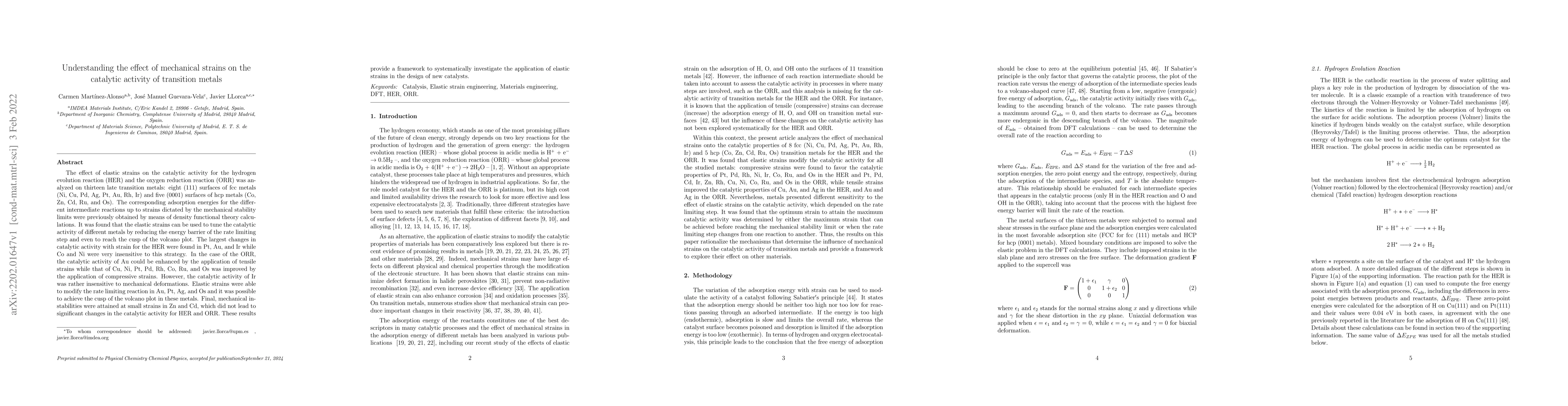 Thumbnail for Understanding the effect of mechanical strains on the catalytic activity
  of transition metals