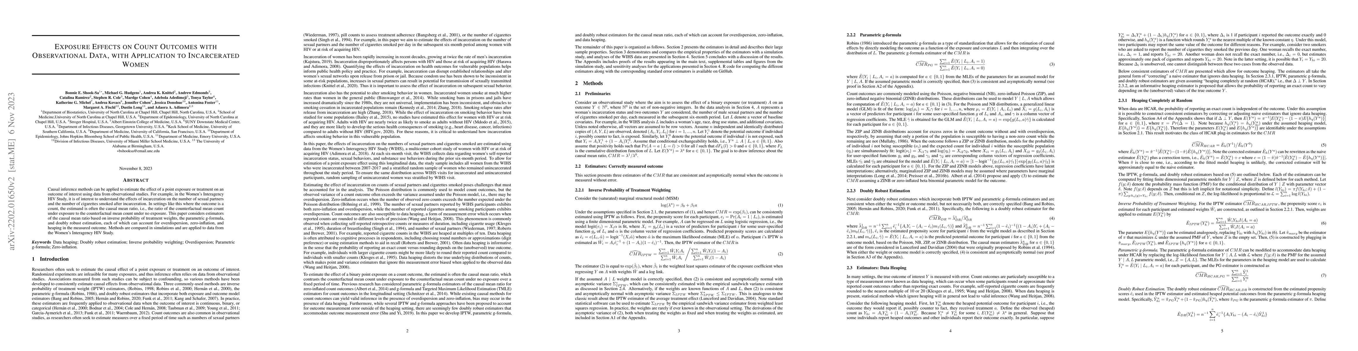 Thumbnail for Exposure Effects on Count Outcomes with Observational Data, with
  Application to Incarcerated Women