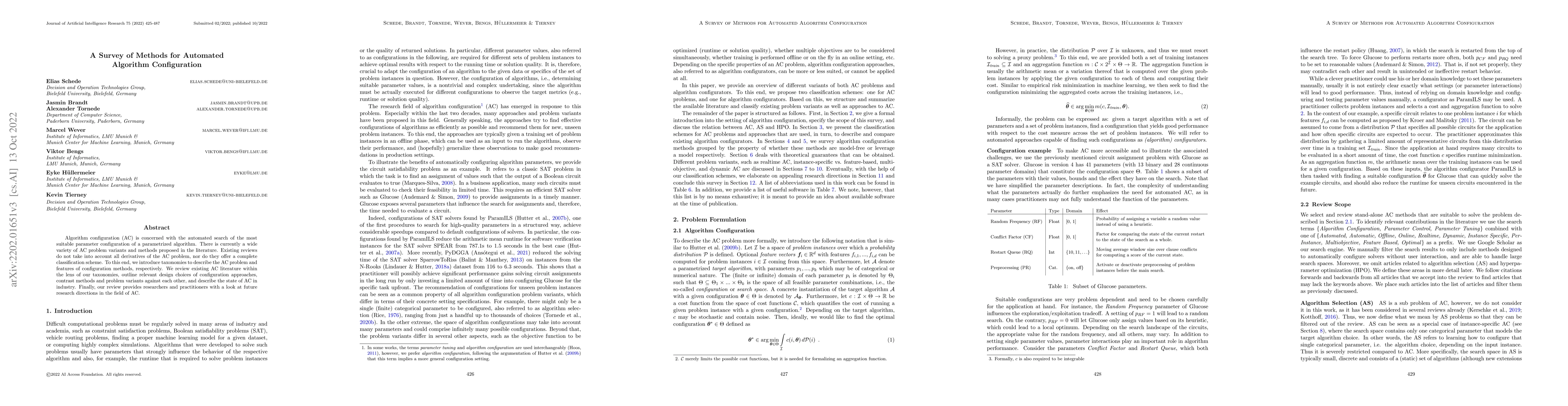 Thumbnail for A Survey of Methods for Automated Algorithm Configuration