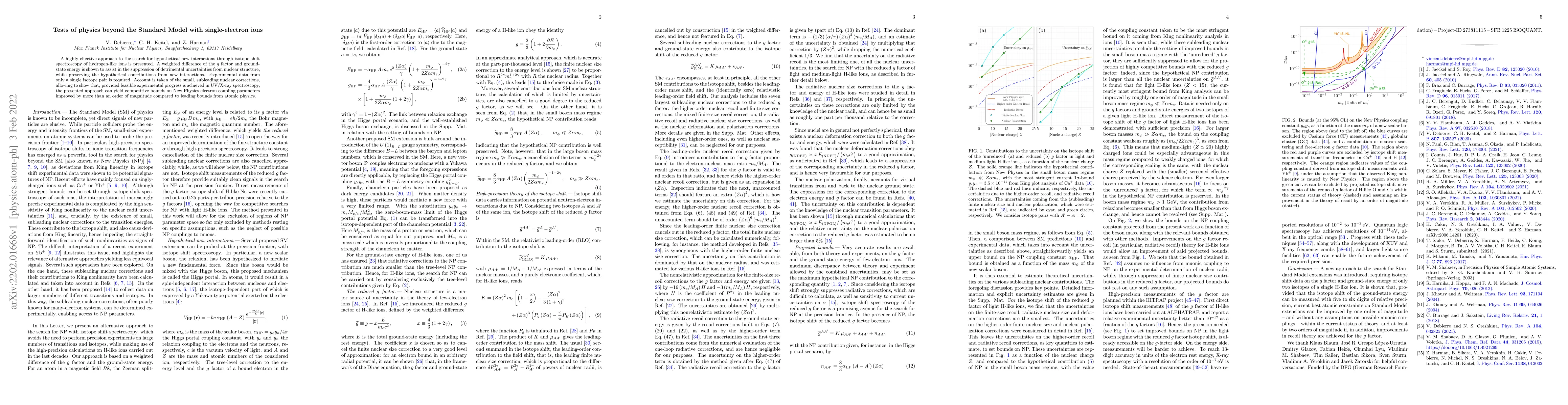 Thumbnail for Tests of physics beyond the Standard Model with single-electron ions