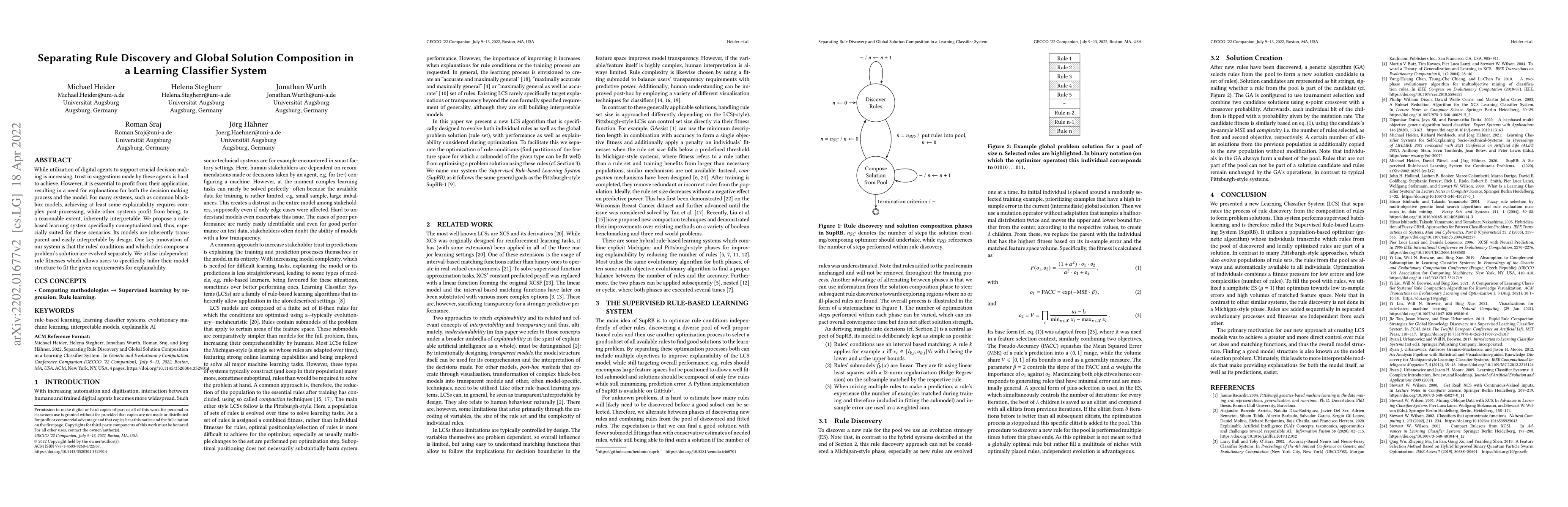 Thumbnail for Separating Rule Discovery and Global Solution Composition in a Learning
  Classifier System