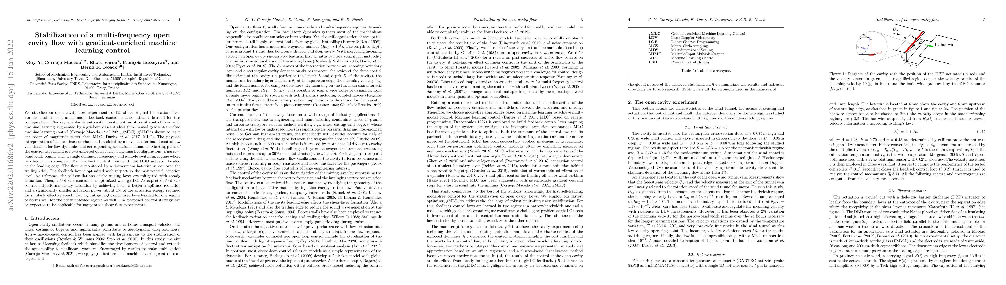 Thumbnail for Stabilization of a multi-frequency open cavity flow with
  gradient-enriched machine learning control