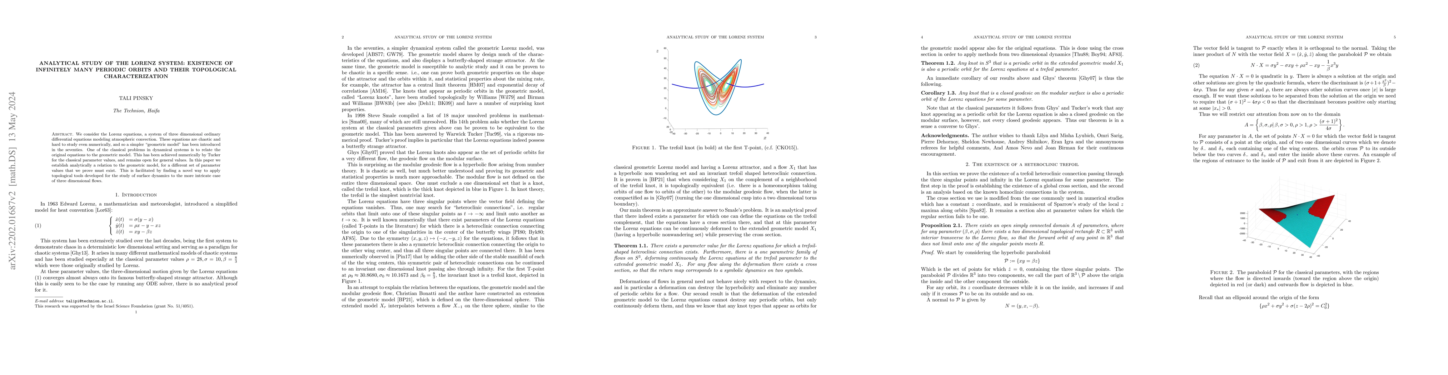 Thumbnail for Analytical study of The Lorenz system: existence of infinitely many
  periodic orbits and their topological characterization