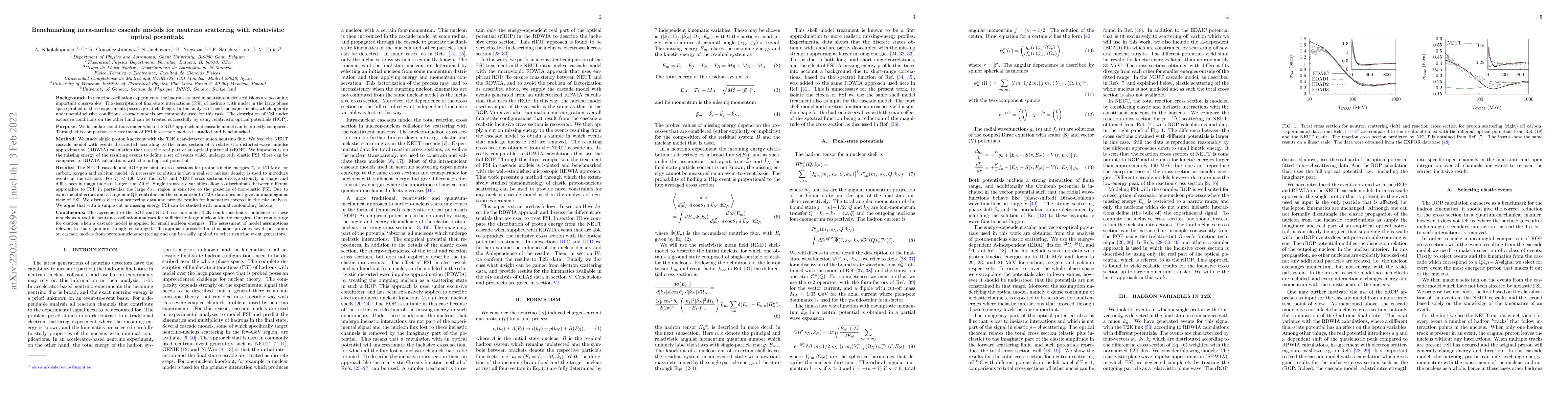 Thumbnail for Benchmarking intra-nuclear cascade models for neutrino scattering with
  relativistic optical potentials