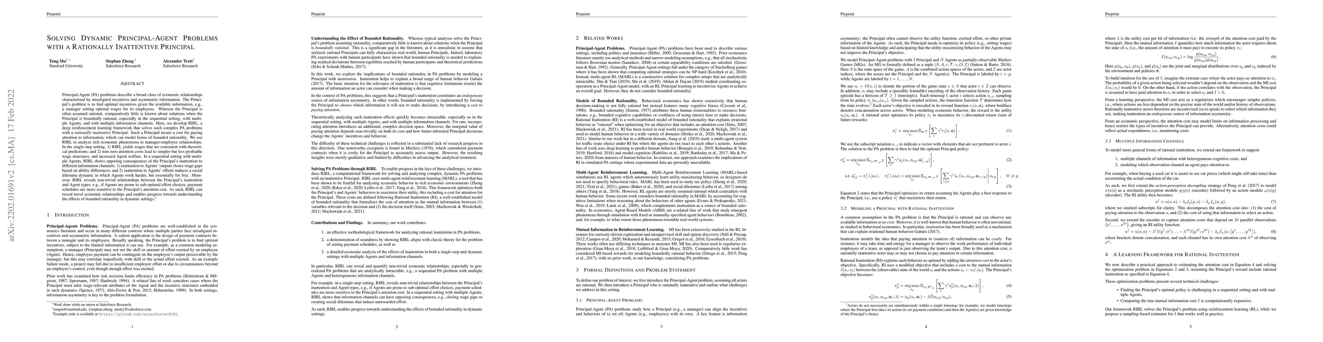 Thumbnail for Solving Dynamic Principal-Agent Problems with a Rationally Inattentive
  Principal