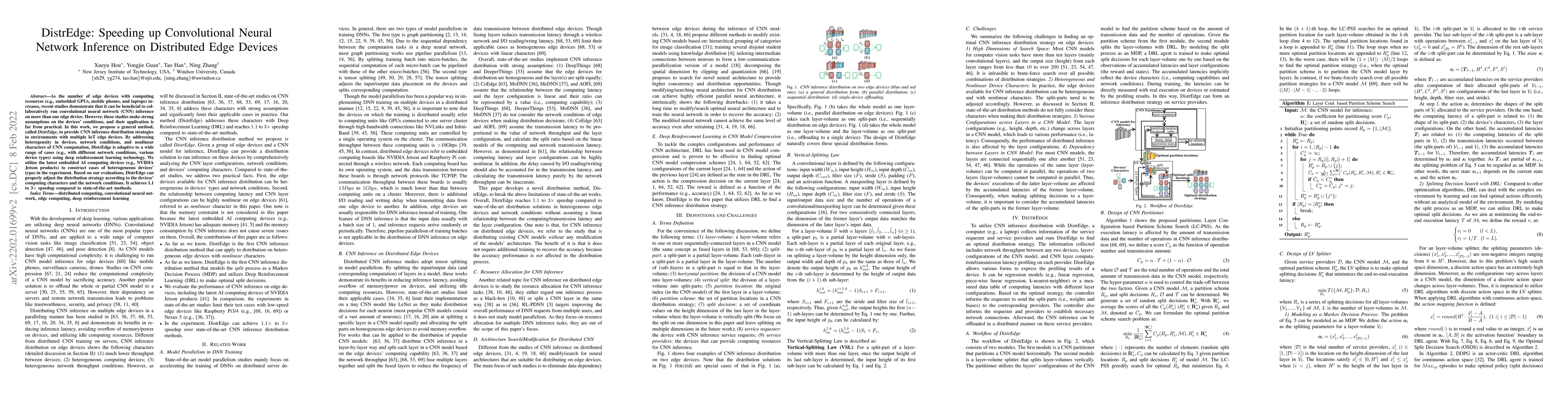 Thumbnail for DistrEdge: Speeding up Convolutional Neural Network Inference on
  Distributed Edge Devices
