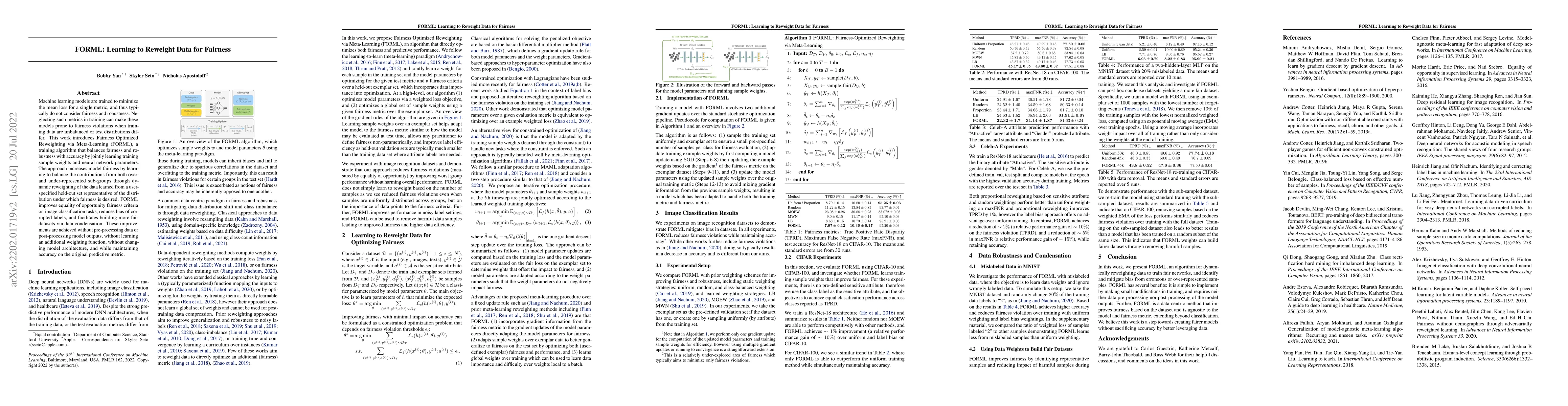 Thumbnail for FORML: Learning to Reweight Data for Fairness