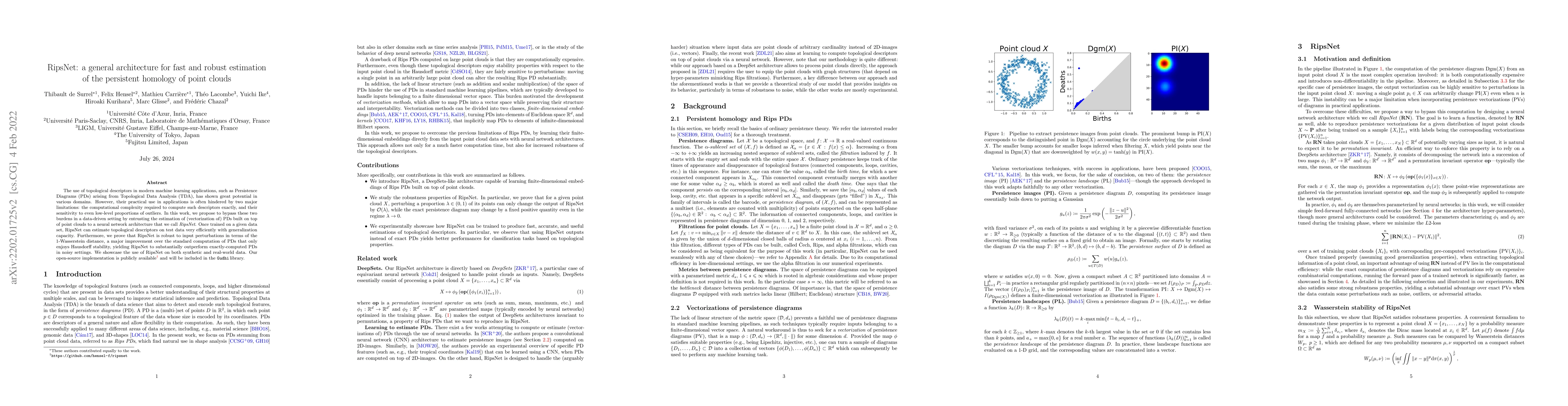 Thumbnail for RipsNet: a general architecture for fast and robust estimation of the
  persistent homology of point clouds