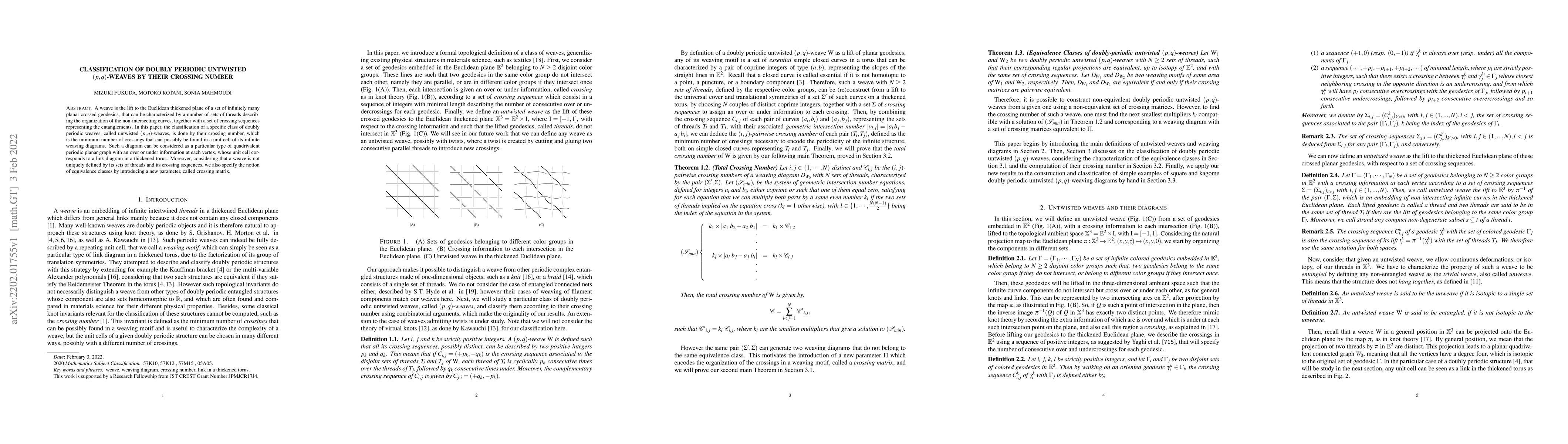 Thumbnail for Classification of doubly periodic untwisted (p,q)-weaves by their
  crossing number