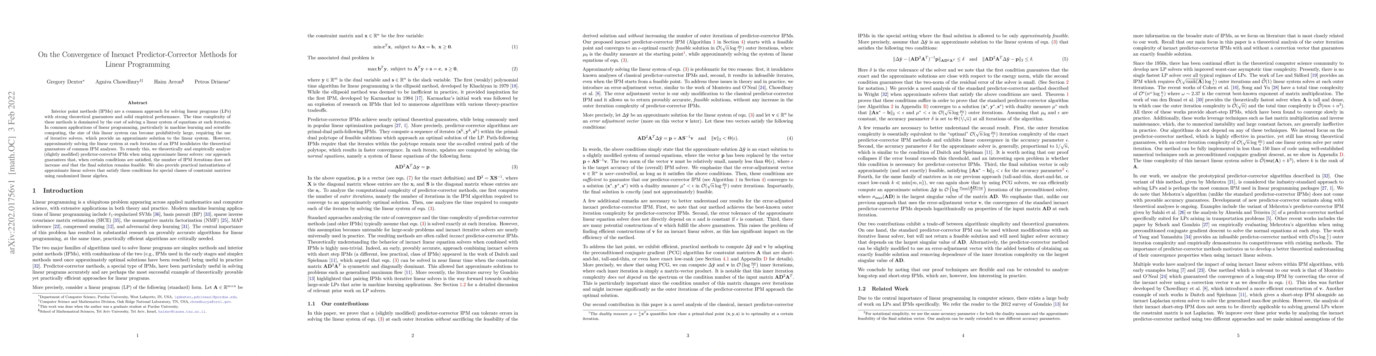 Thumbnail for On the Convergence of Inexact Predictor-Corrector Methods for Linear
  Programming