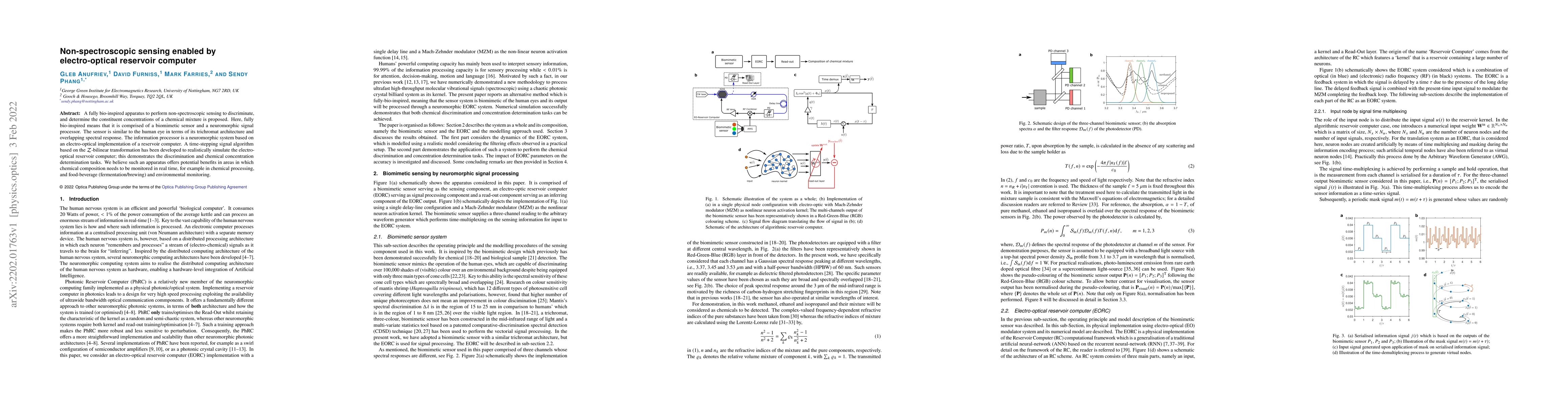 Thumbnail for Non-spectroscopic sensing enabled by electro-optical reservoir computer