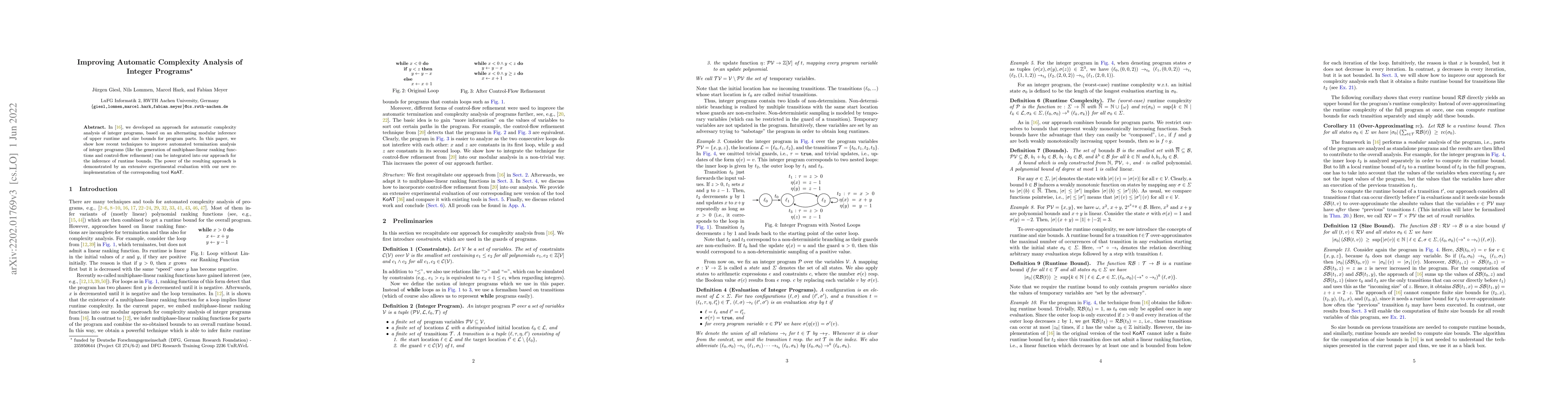 Thumbnail for Improving Automatic Complexity Analysis of Integer Programs