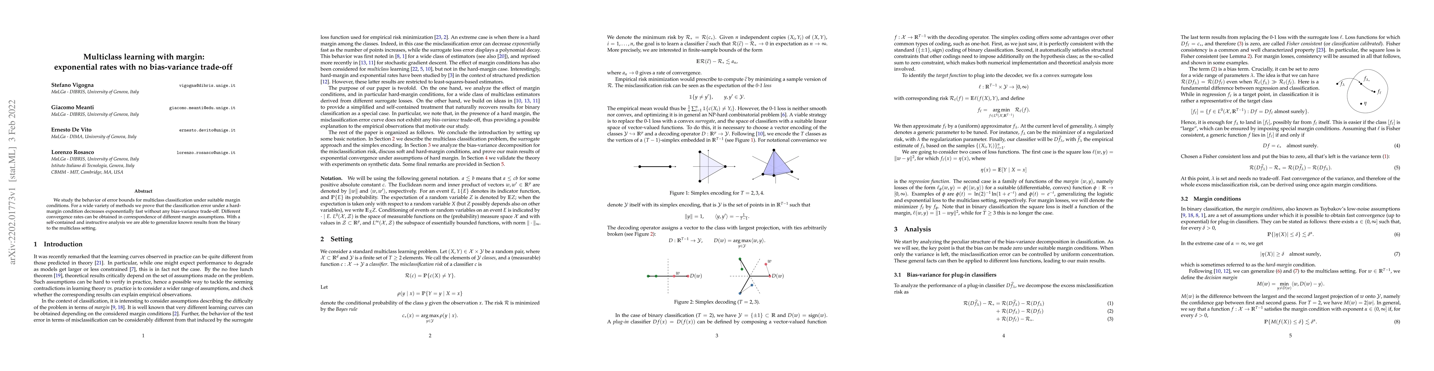 Thumbnail for Multiclass learning with margin: exponential rates with no bias-variance
  trade-off