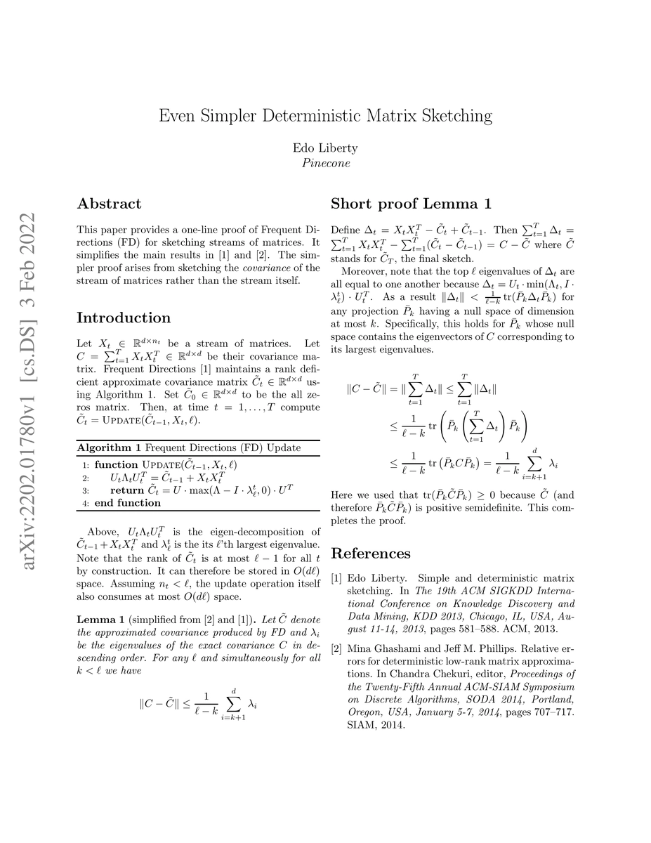 Thumbnail for Even Simpler Deterministic Matrix Sketching