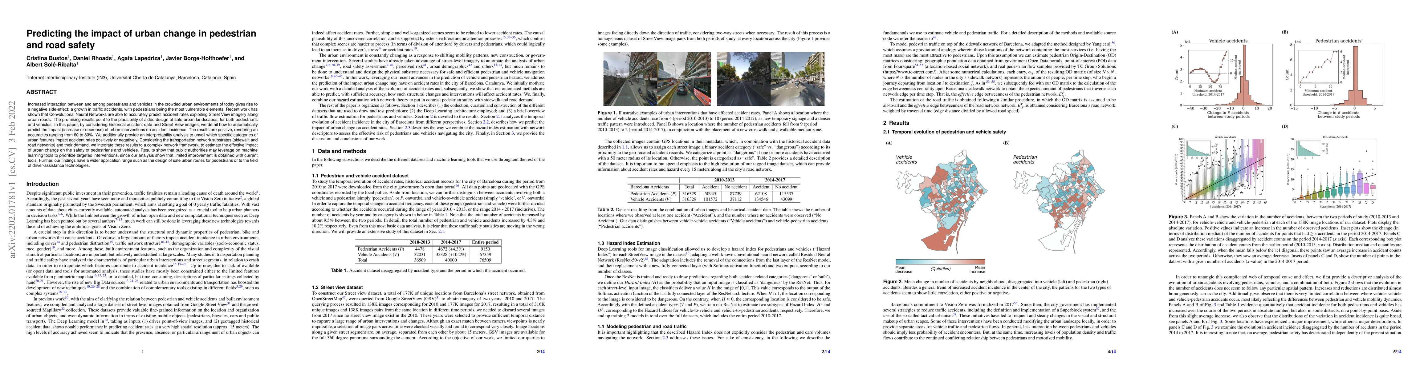 Thumbnail for Predicting the impact of urban change in pedestrian and road safety