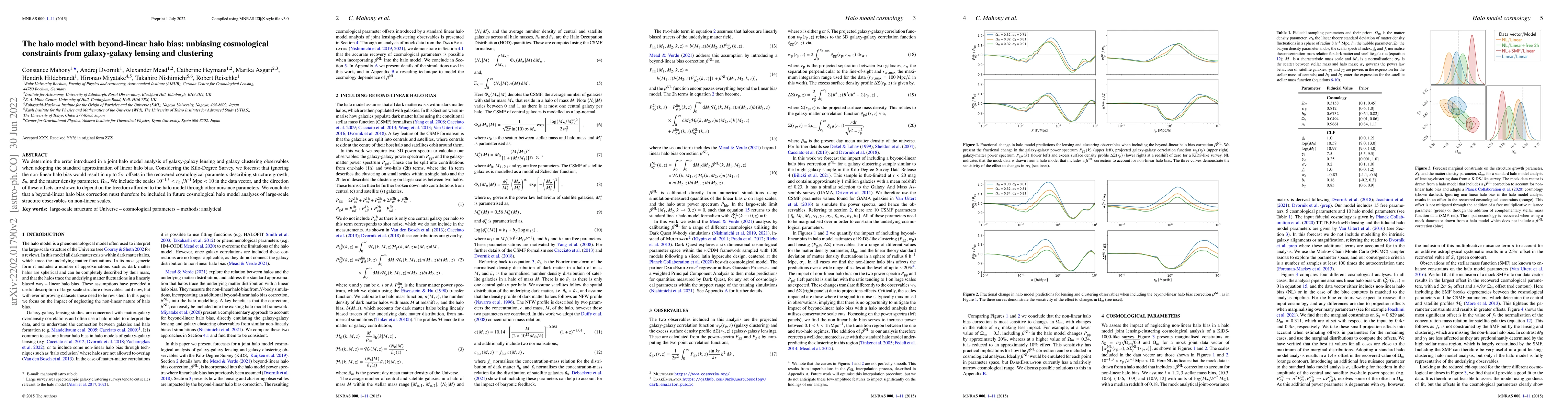 Thumbnail for The halo model with beyond-linear halo bias: unbiasing cosmological
  constraints from galaxy-galaxy lensing and clustering