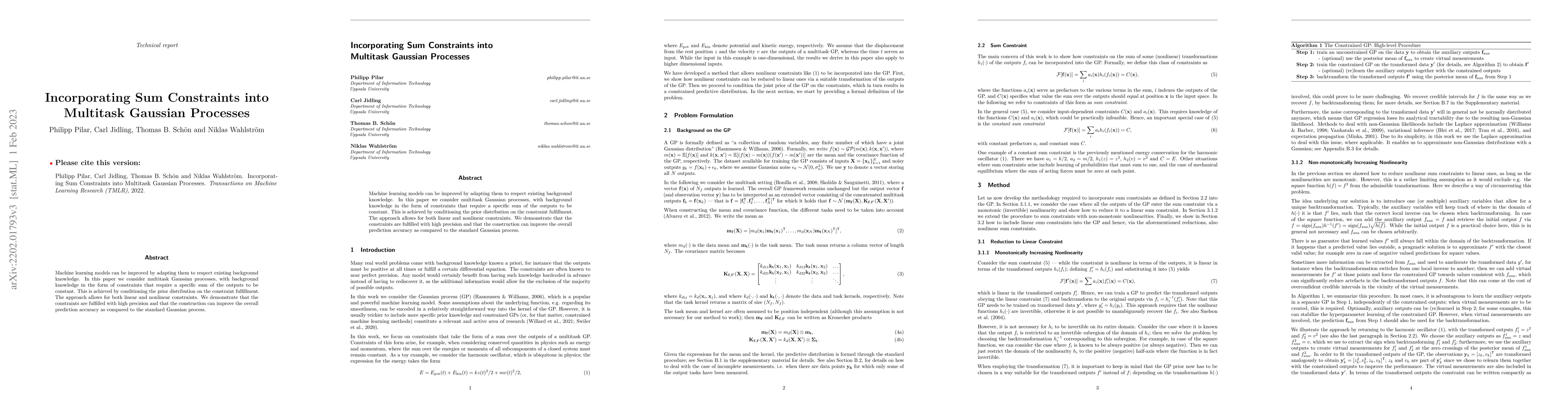 Thumbnail for Incorporating Sum Constraints into Multitask Gaussian Processes