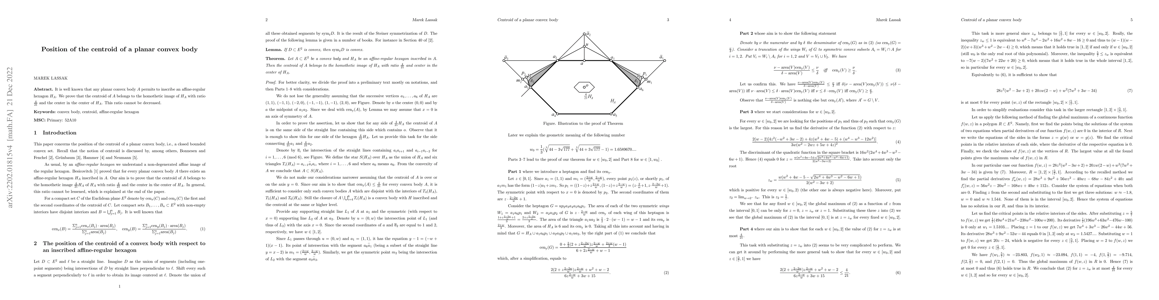Thumbnail for Position of the centroid of a planar convex body