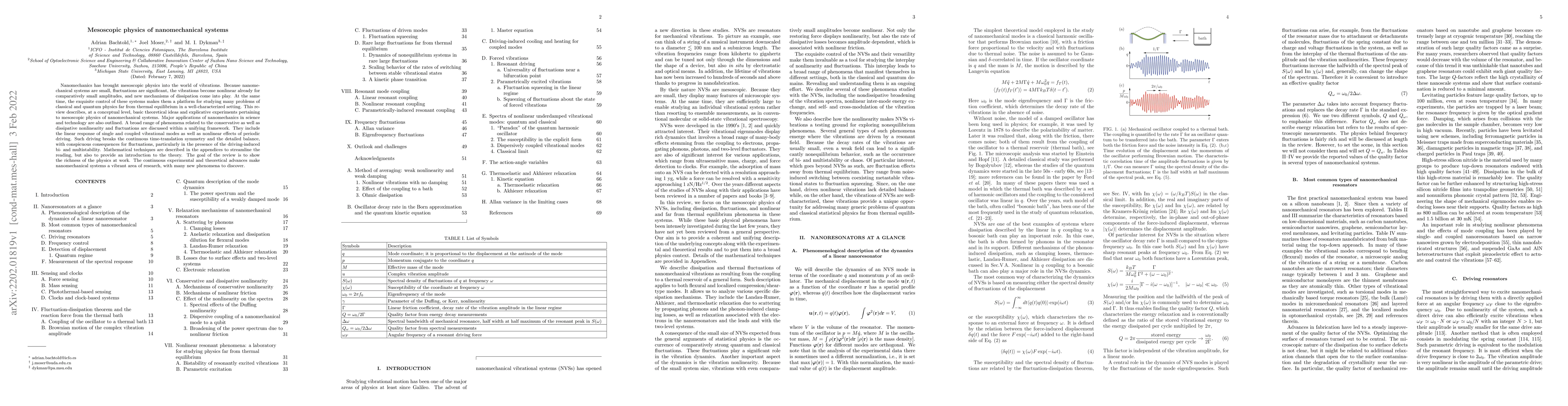 Thumbnail for Mesoscopic physics of nanomechanical systems