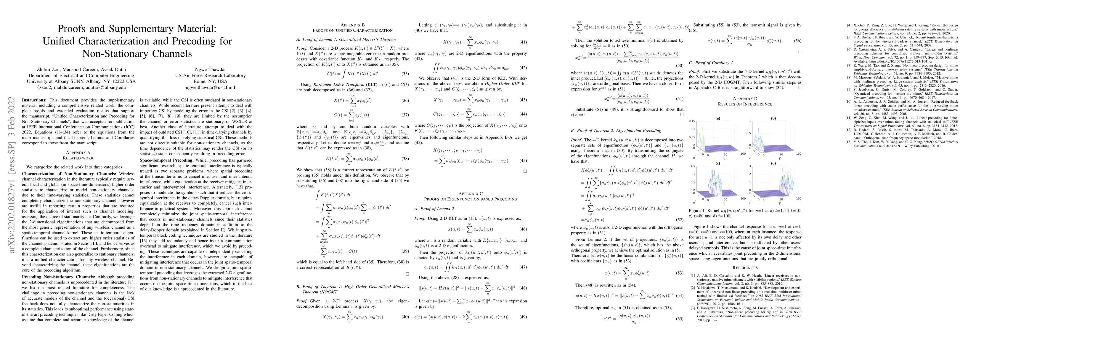 Thumbnail for Proofs and Supplementary Material: Unified Characterization and
  Precoding for Non-Stationary Channels