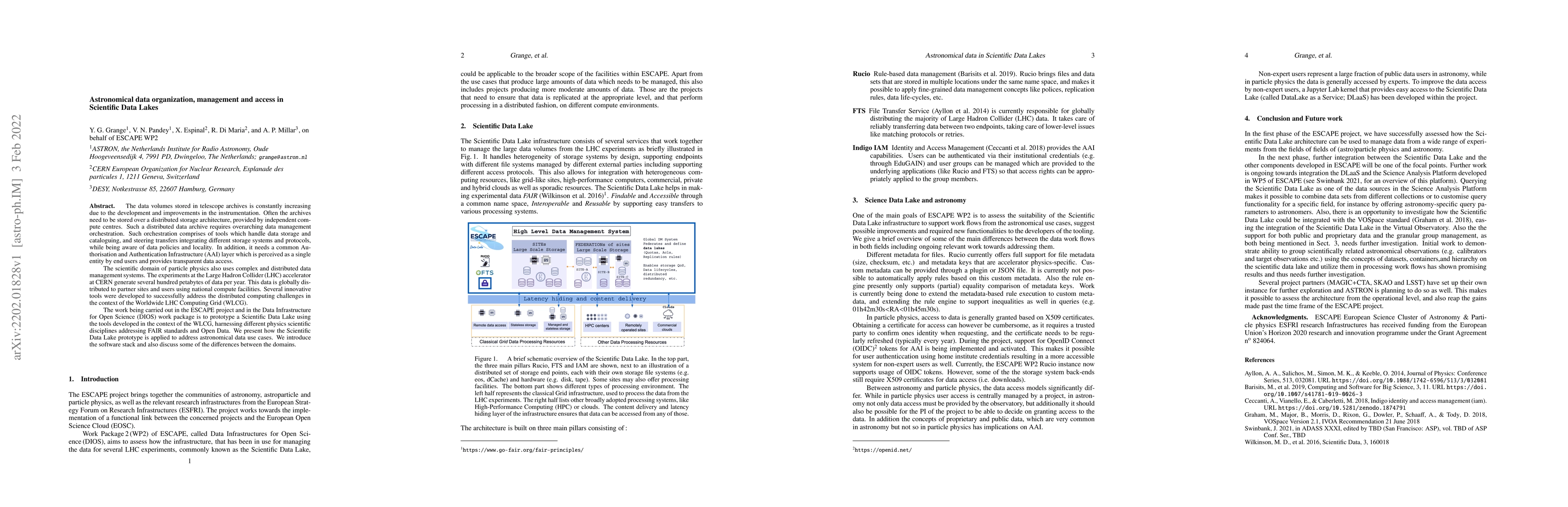 Thumbnail for Astronomical data organization, management and access in Scientific Data
  Lakes