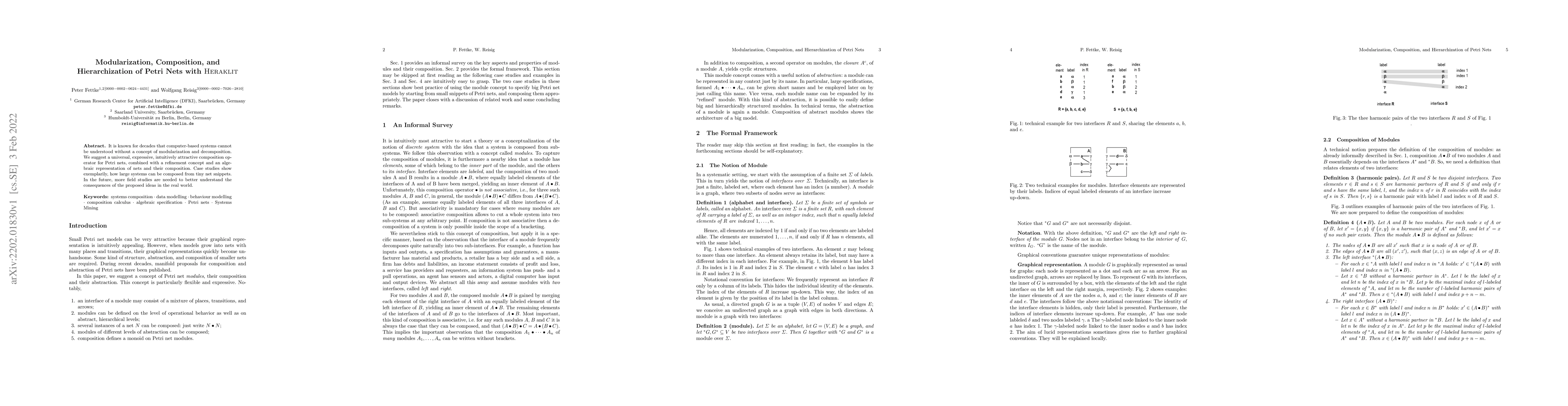 Thumbnail for Modularization, Composition, and Hierarchization of Petri Nets with
  Heraklit