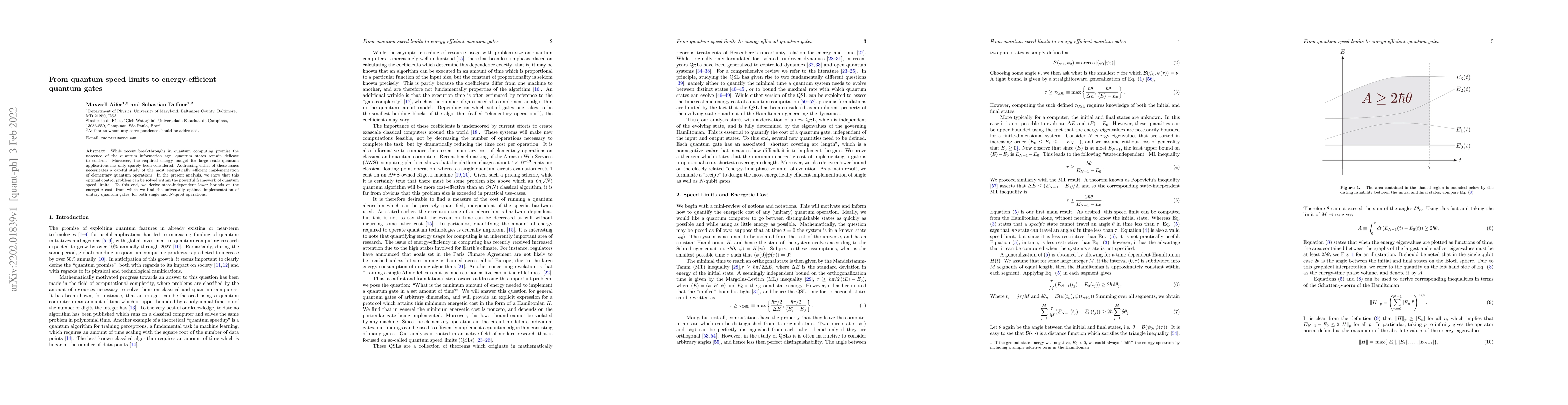Thumbnail for From quantum speed limits to energy-efficient quantum gates