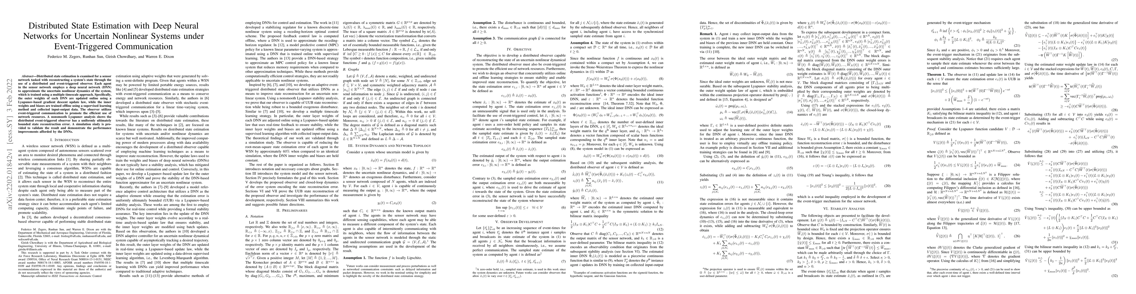 Thumbnail for Distributed State Estimation with Deep Neural Networks for Uncertain
  Nonlinear Systems under Event-Triggered Communication