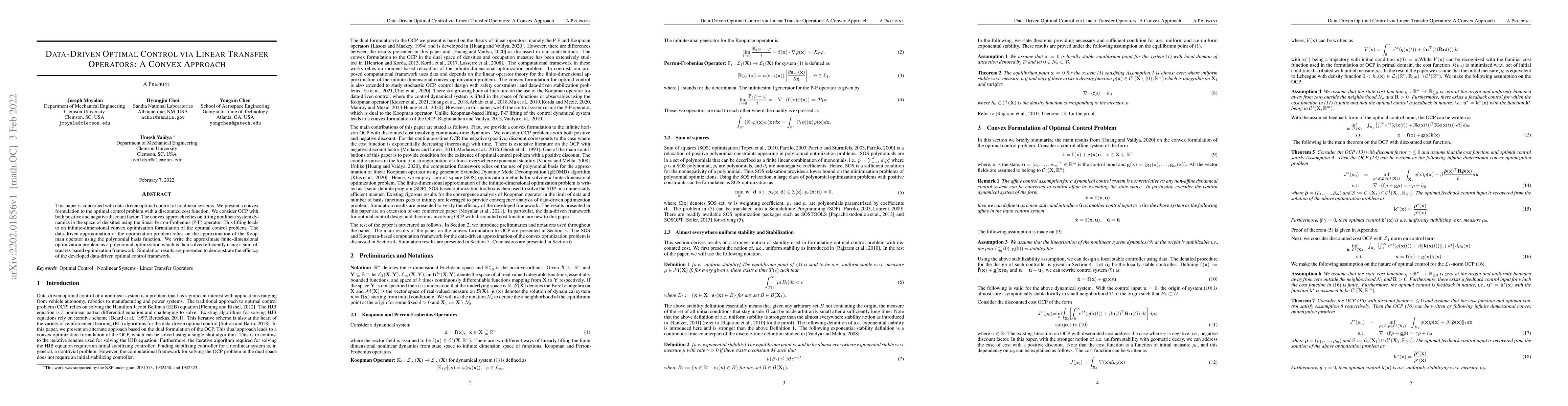 Thumbnail for Data-Driven Optimal Control via Linear Transfer Operators: A Convex
  Approach