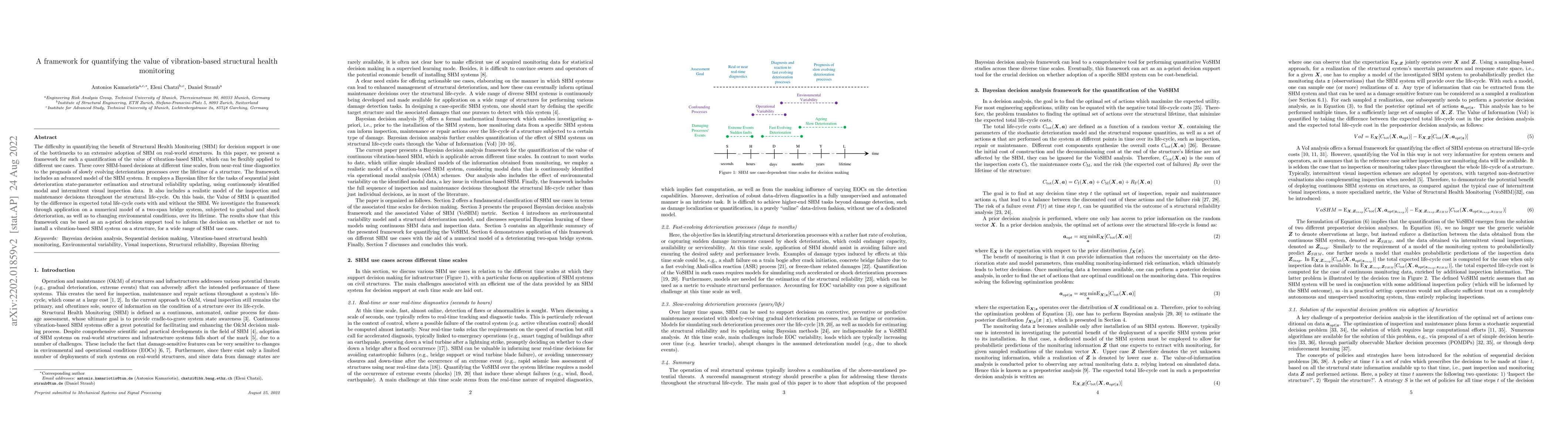 Thumbnail for A framework for quantifying the value of vibration-based structural
  health monitoring