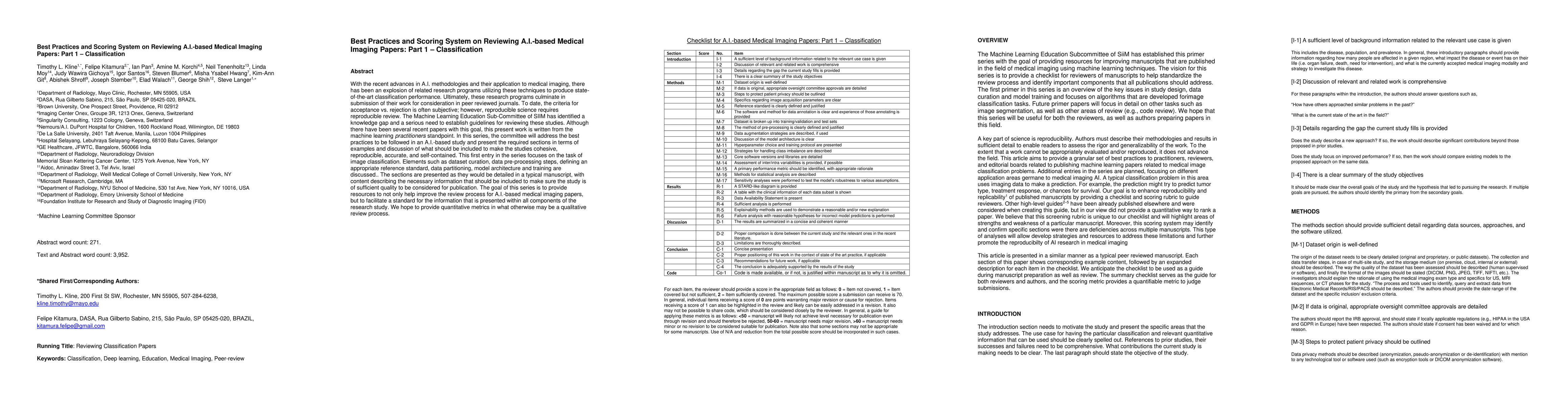 Thumbnail for Best Practices and Scoring System on Reviewing A.I. based Medical
  Imaging Papers: Part 1 Classification