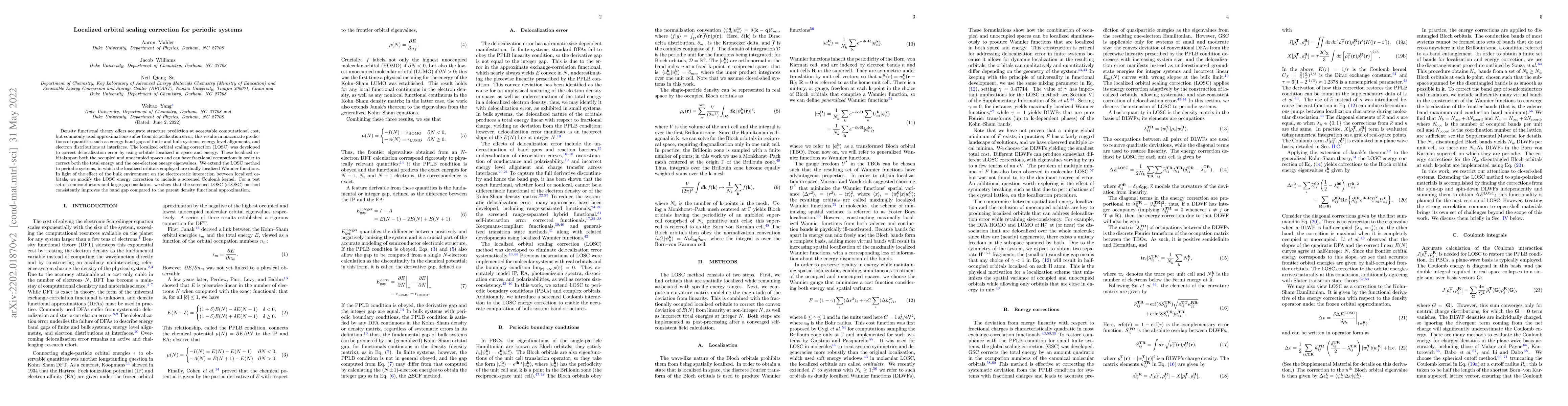 Thumbnail for Localized orbital scaling correction for periodic systems