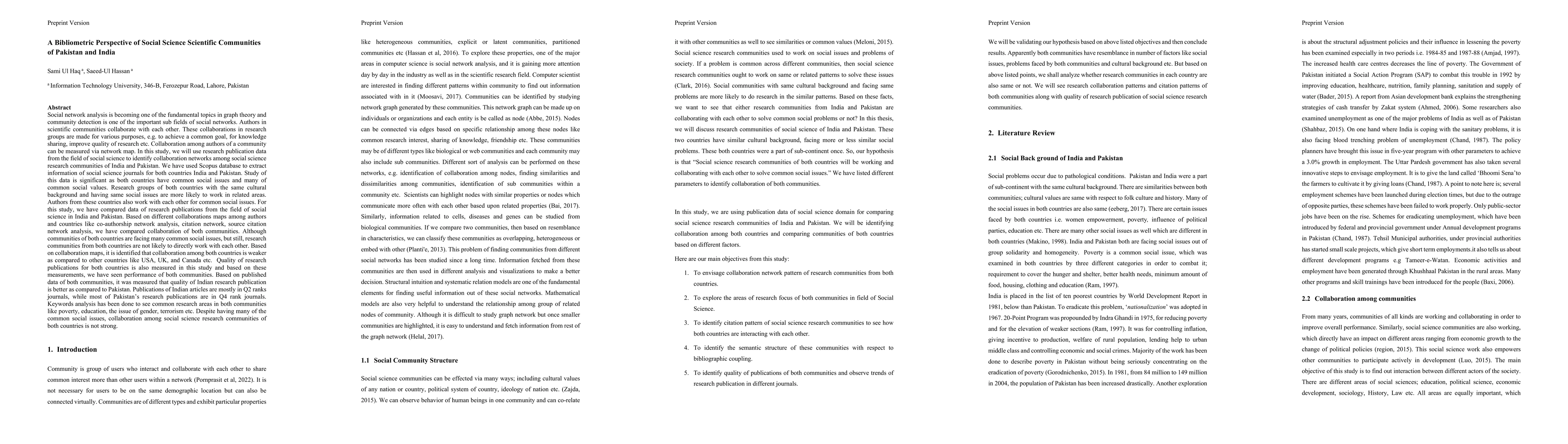 Thumbnail for A Bibliometric Perspective of Social Science Scientific Communities of
  Pakistan and India