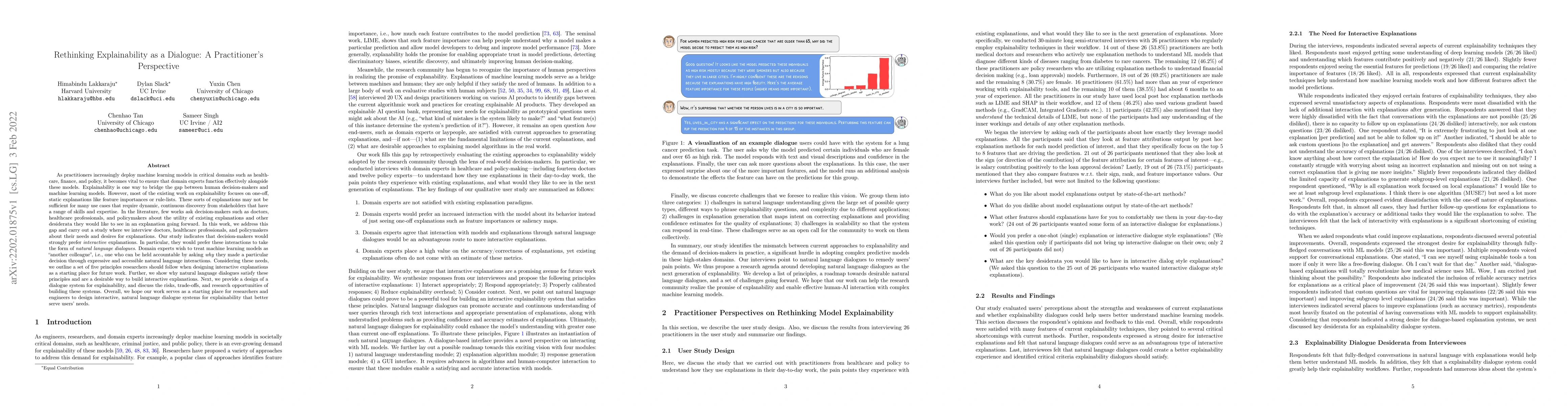 Thumbnail for Rethinking Explainability as a Dialogue: A Practitioner's Perspective
