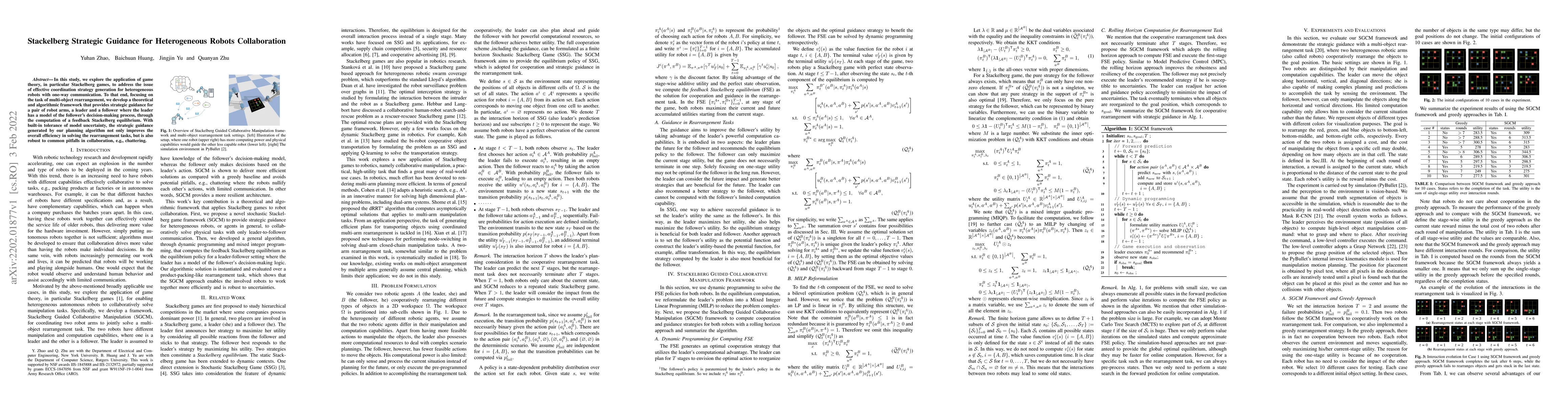 Thumbnail for Stackelberg Strategic Guidance for Heterogeneous Robots Collaboration