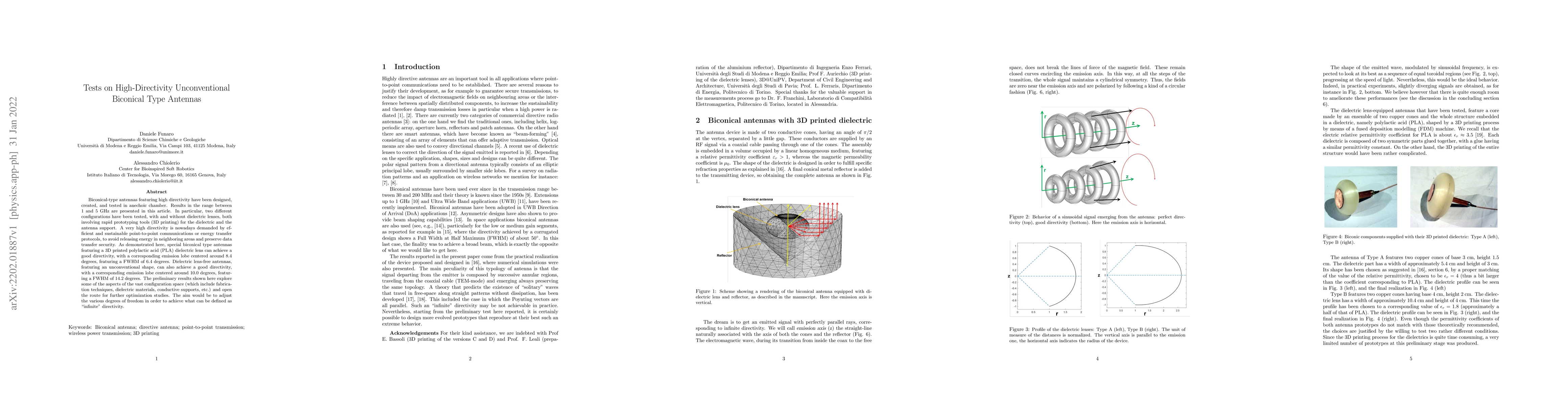 Thumbnail for Tests on High-Directivity Unconventional Biconical Type Antennas