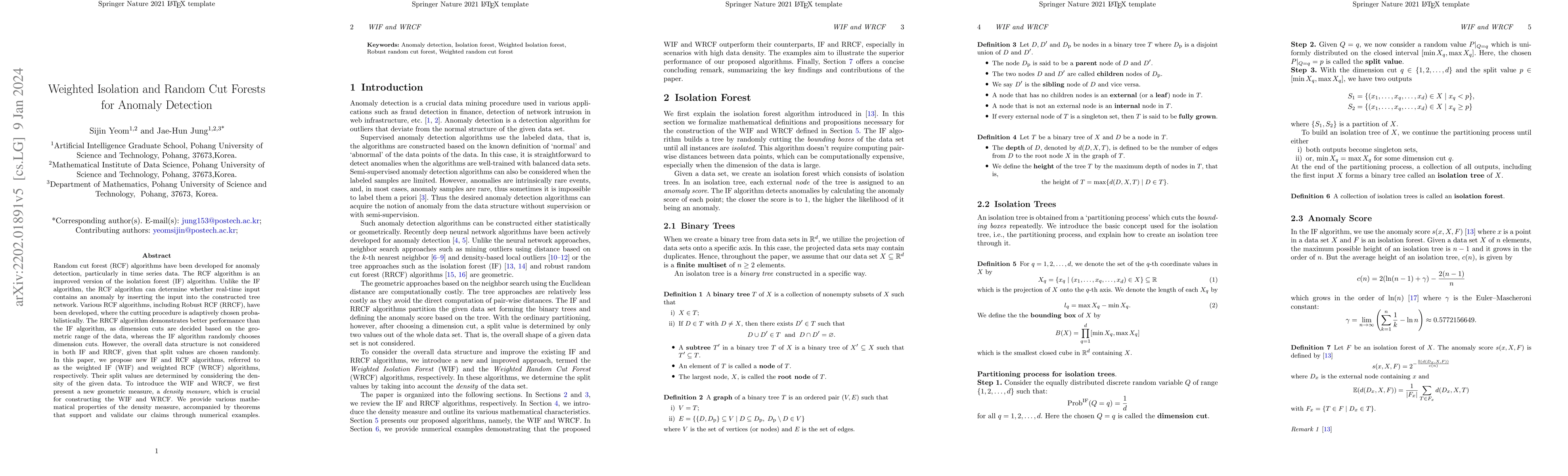 Thumbnail for Weighted Isolation and Random Cut Forest Algorithms for Anomaly
  Detection