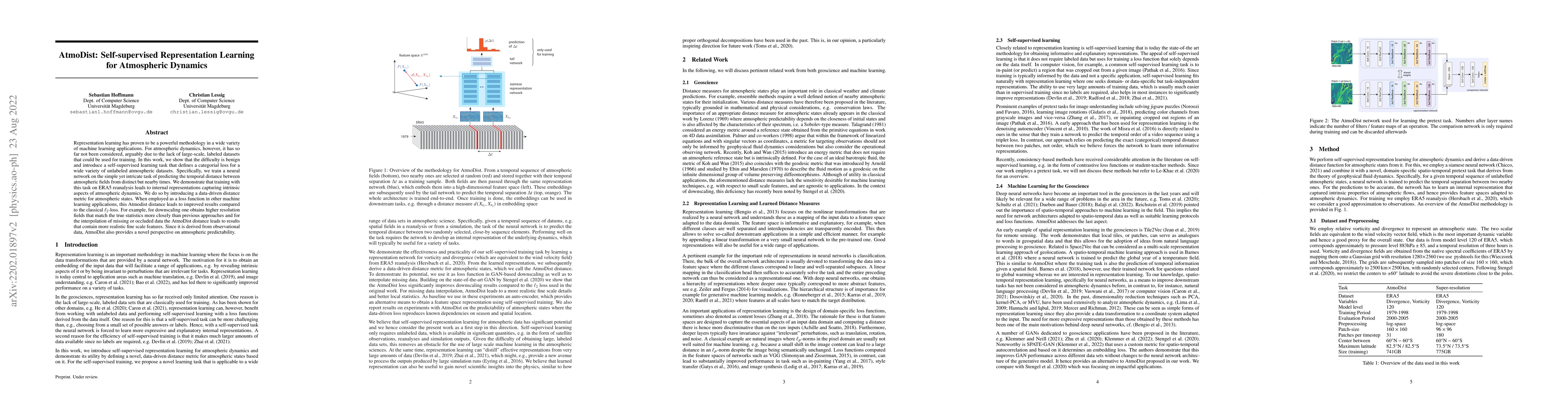 Thumbnail for AtmoDist: Self-supervised Representation Learning for Atmospheric
  Dynamics