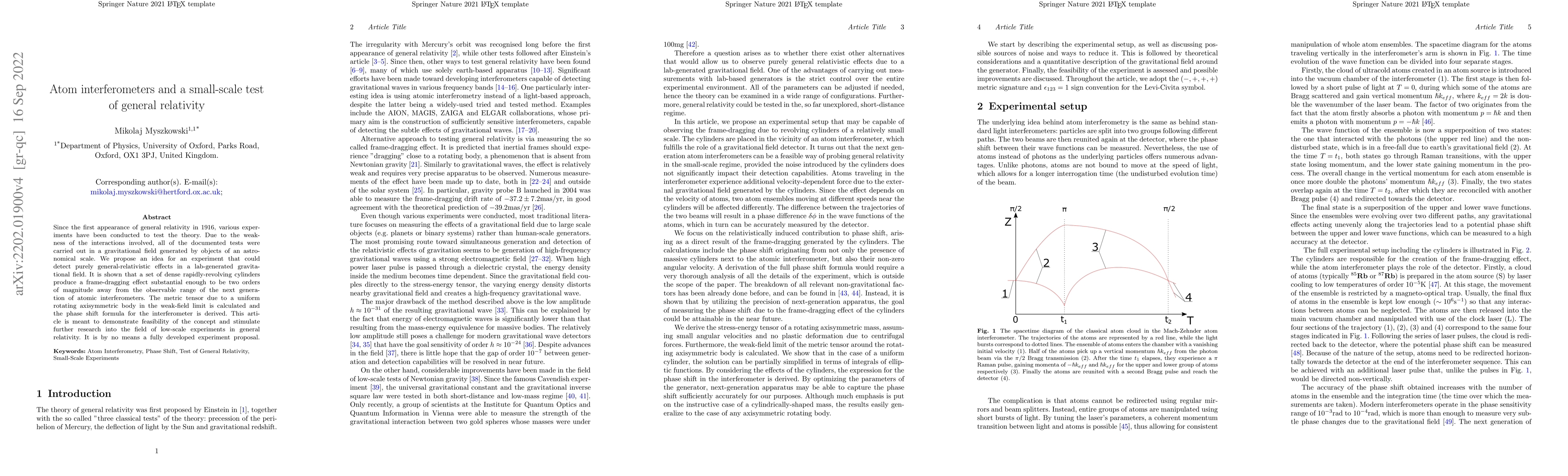 Thumbnail for Atom interferometers and a small-scale test of general relativity