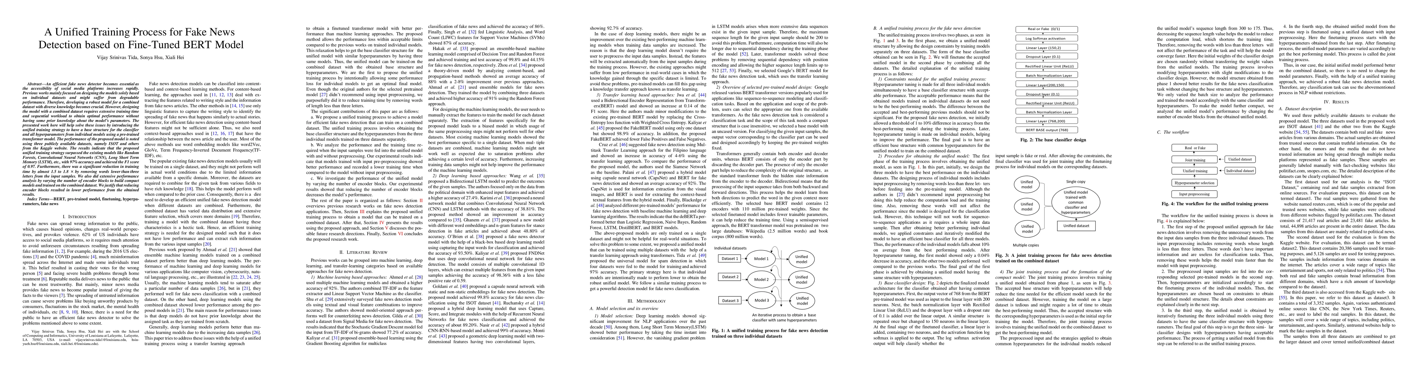 Thumbnail for A Unified Training Process for Fake News Detection based on Fine-Tuned
  BERT Model