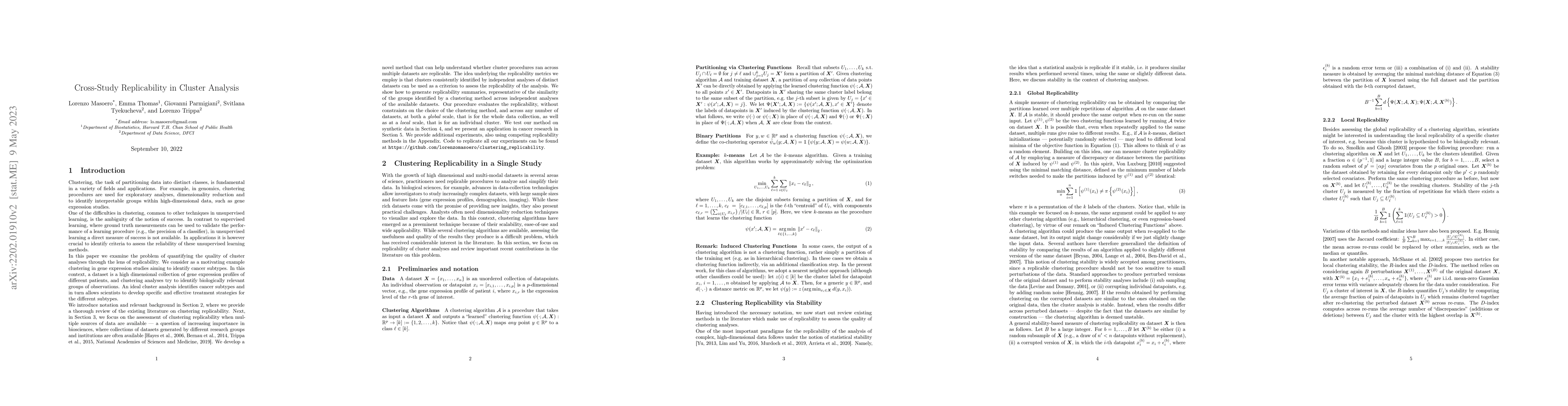 Thumbnail for Cross-Study Replicability in Cluster Analysis