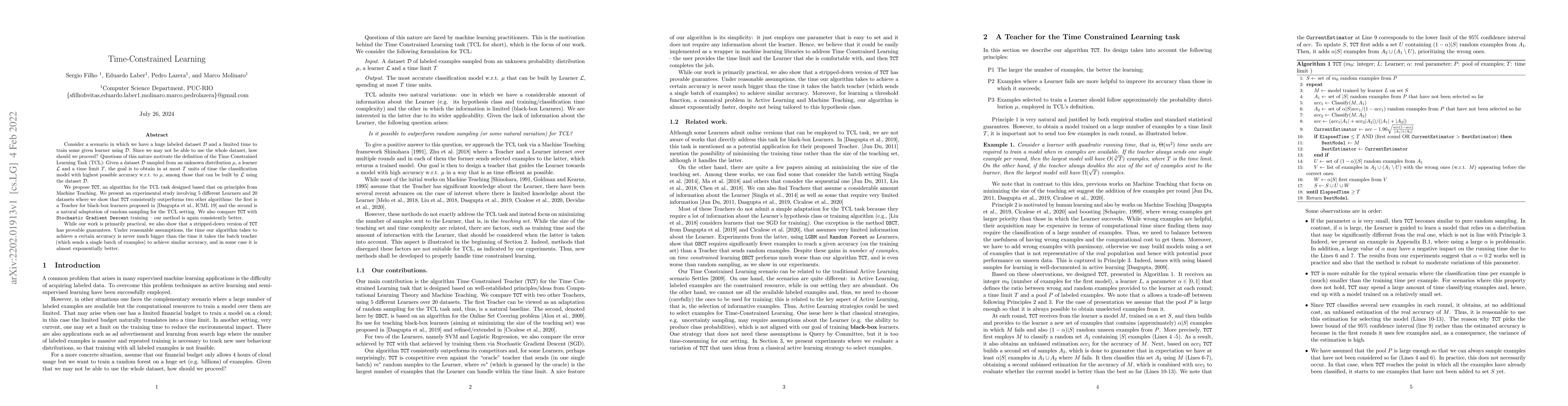 Thumbnail for Time-Constrained Learning