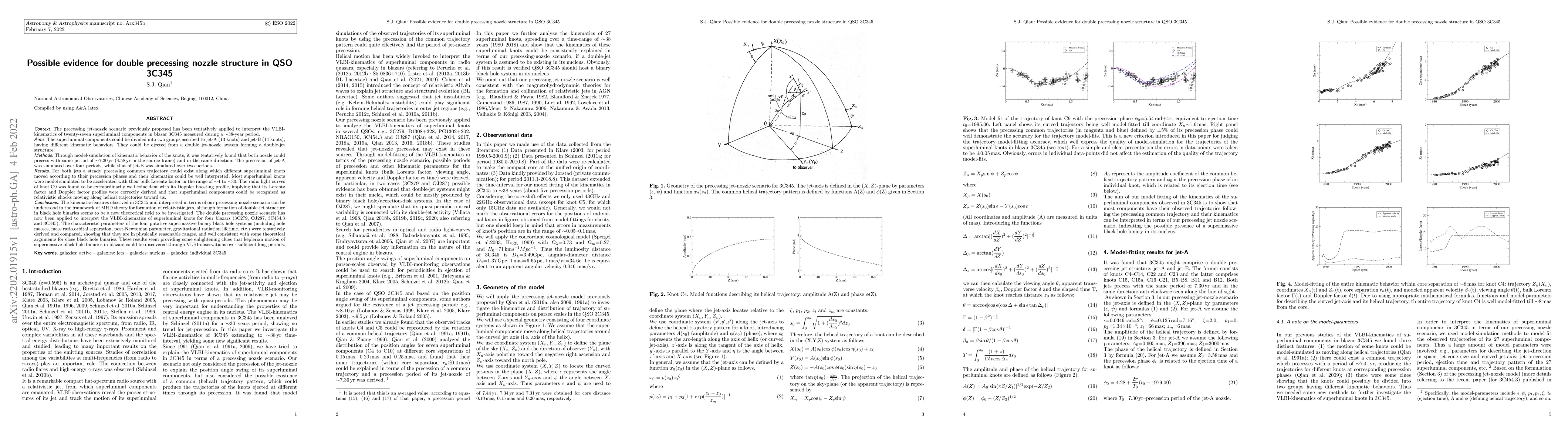 Thumbnail for Possible evidence for double precessing nozzle structure in QSO 3C345