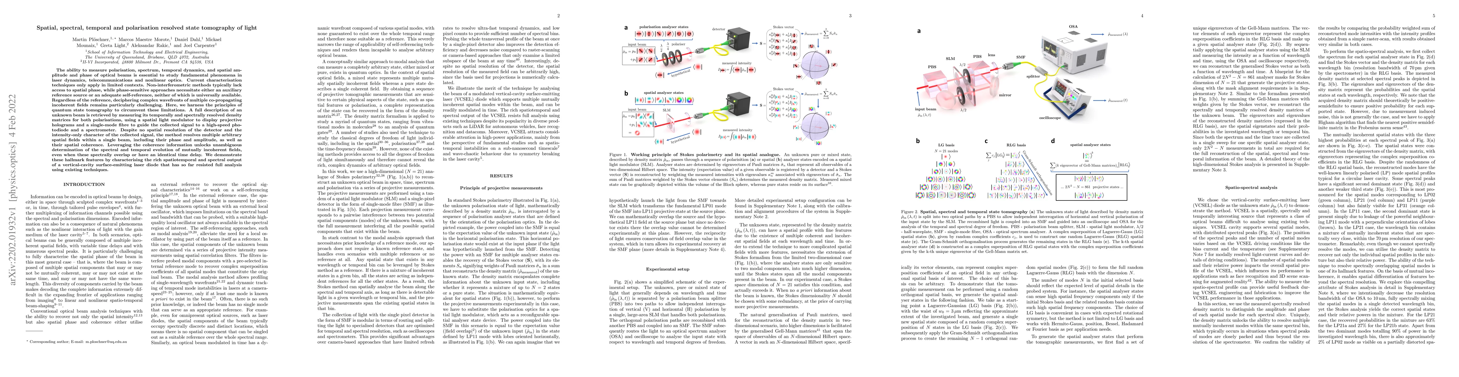 Thumbnail for Spatial, spectral, temporal and polarisation resolved state tomography
  of light