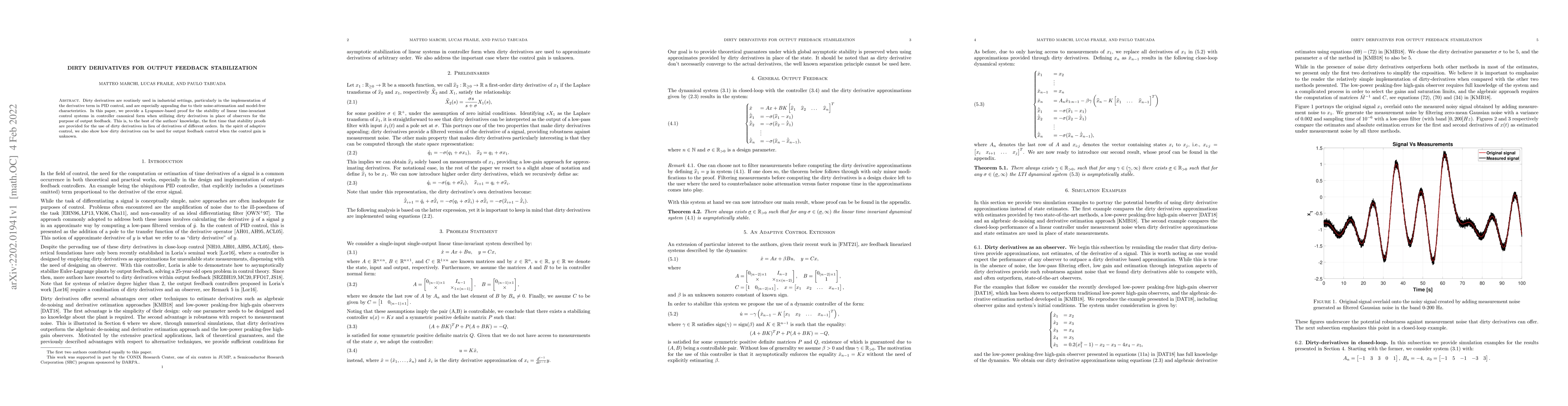Thumbnail for Dirty derivatives for output feedback stabilization
