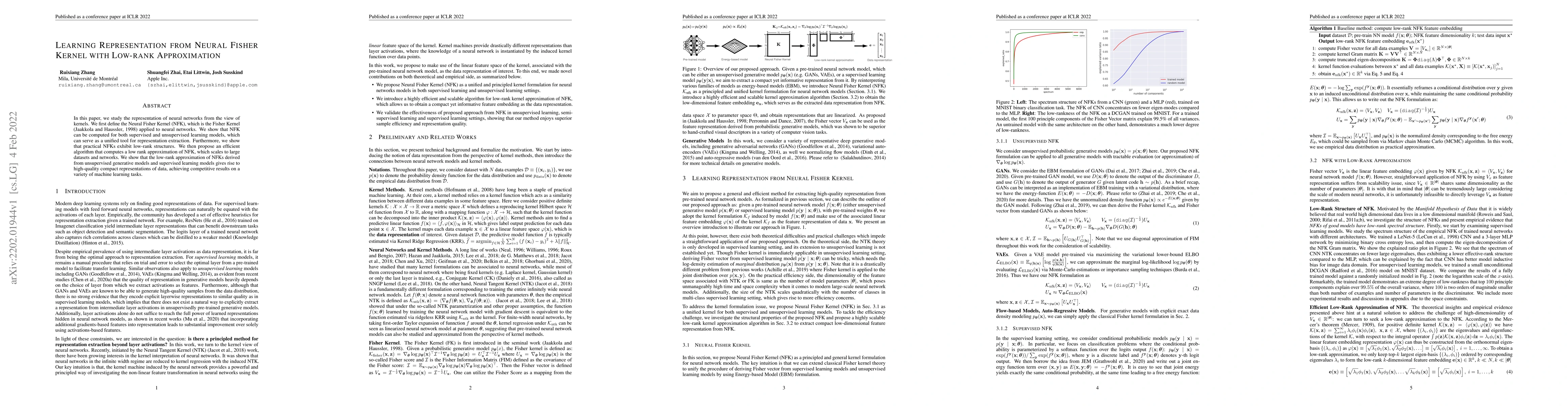 Thumbnail for Learning Representation from Neural Fisher Kernel with Low-rank
  Approximation