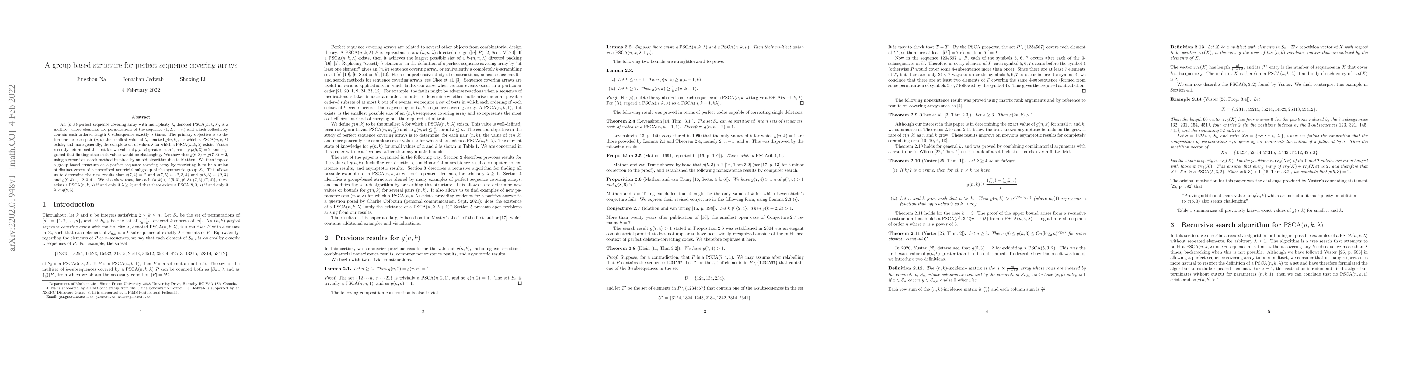 Thumbnail for A group-based structure for perfect sequence covering arrays